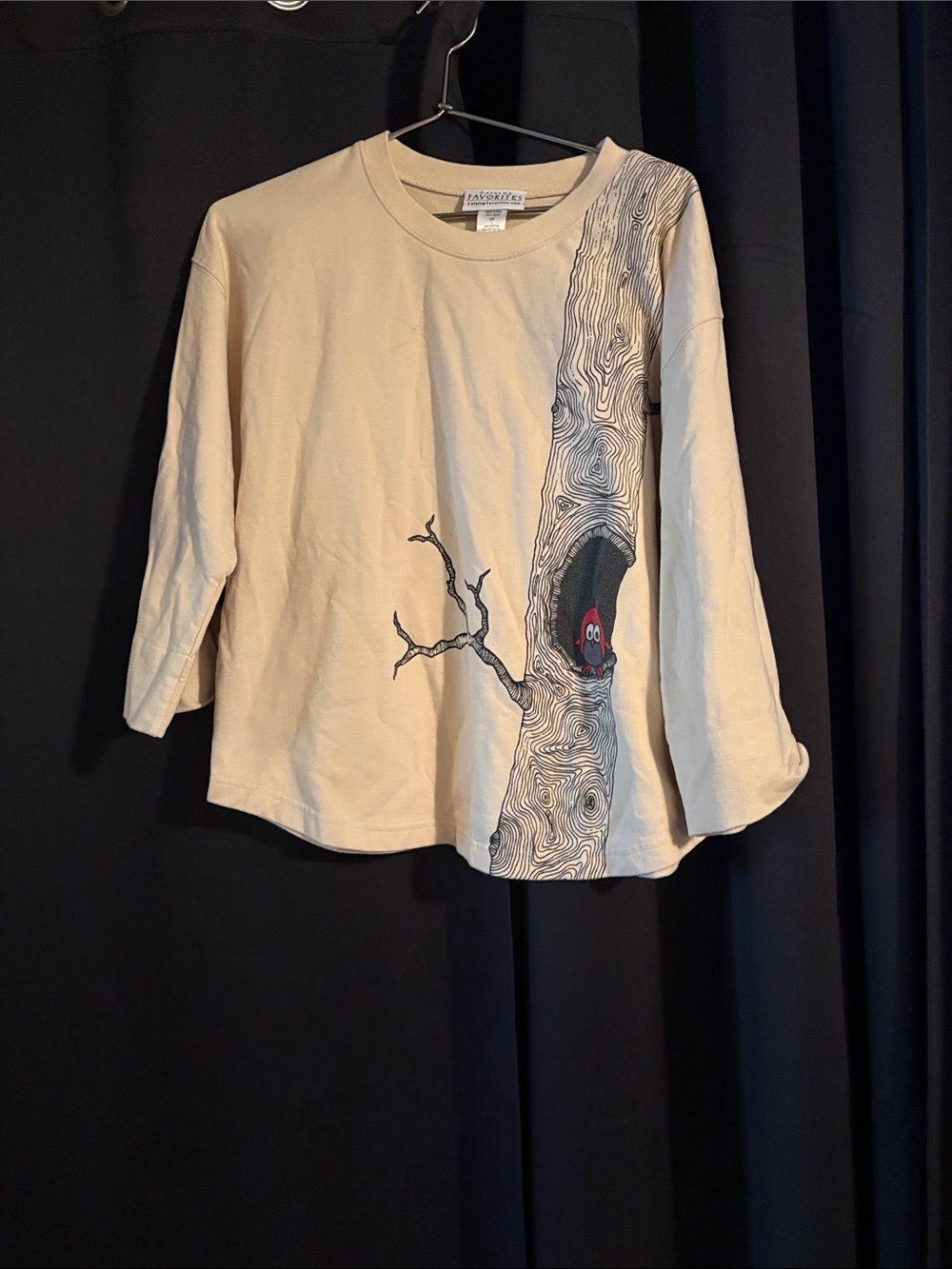 Cream Graphic Tree-Print Long Sleeve Sweatshirt